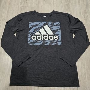 Adidas Long Sleeve Shirt Boys Sz L Black